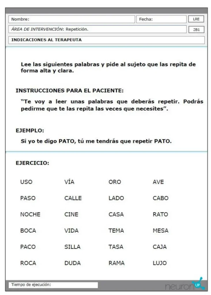 أنشطة لإعادة التأهيل النفسي العصبي للمرضى المصابين بحبسة بروكا