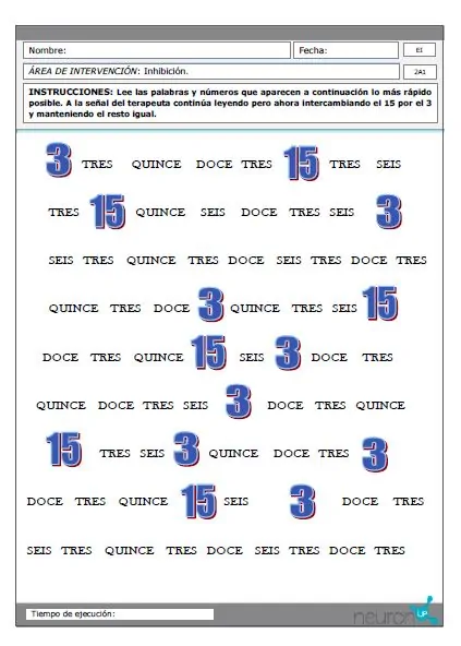 نشاط التثبيط والانتباه من NeuronUP "تبادل الأسماء عند الإشارة".