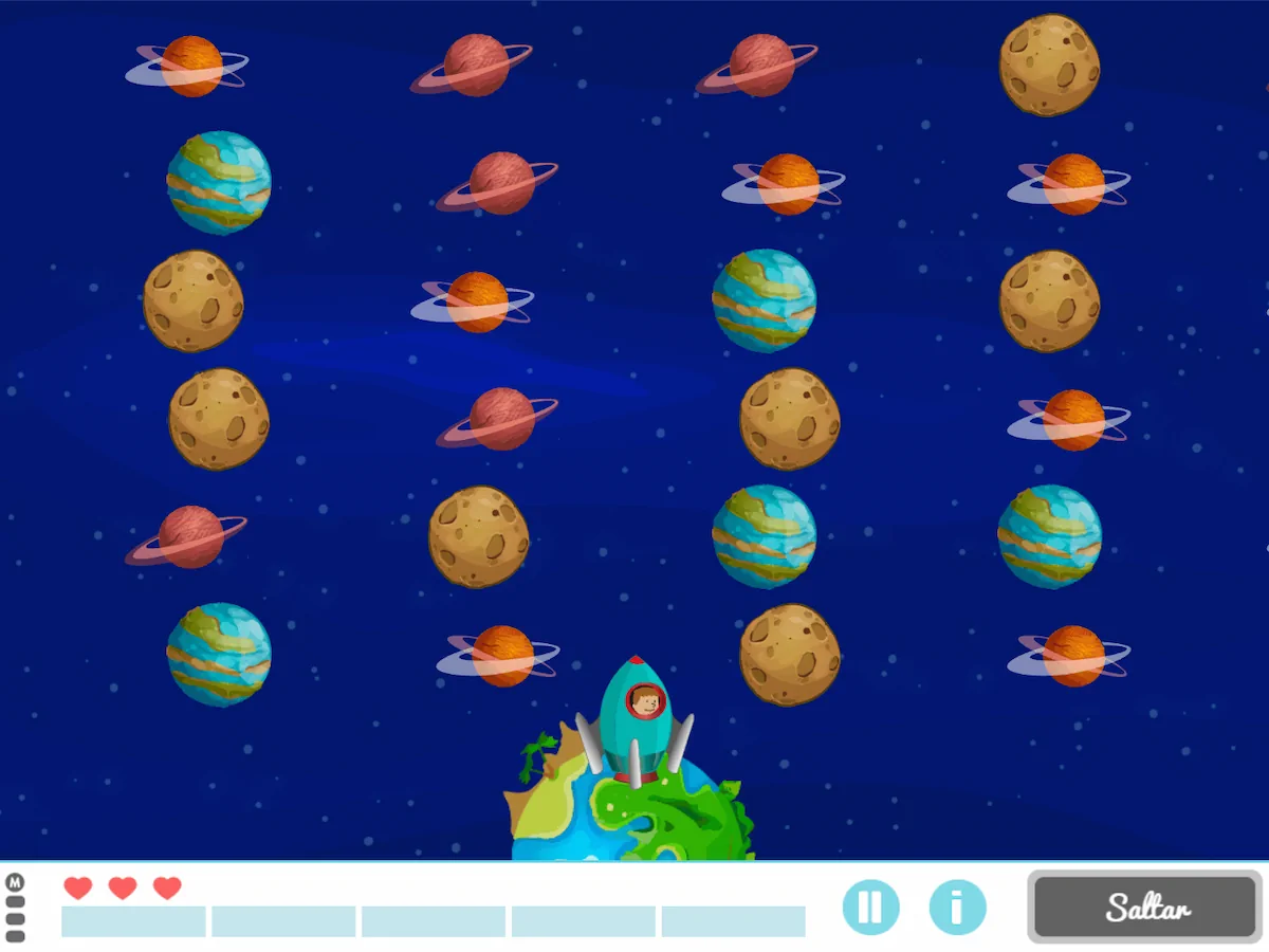 نشاط للأطفال المصابين باضطراب فرط الحركة وتشتت الانتباه (TDAH). تمرين من NeuronUP فتح الفضاء