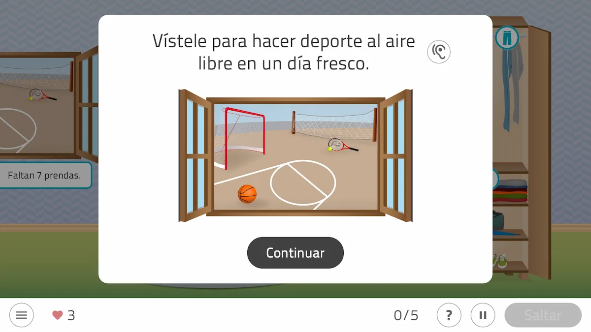 أنشطة NeuronUP - ارتدِ ملابسك - يوم رياضي
