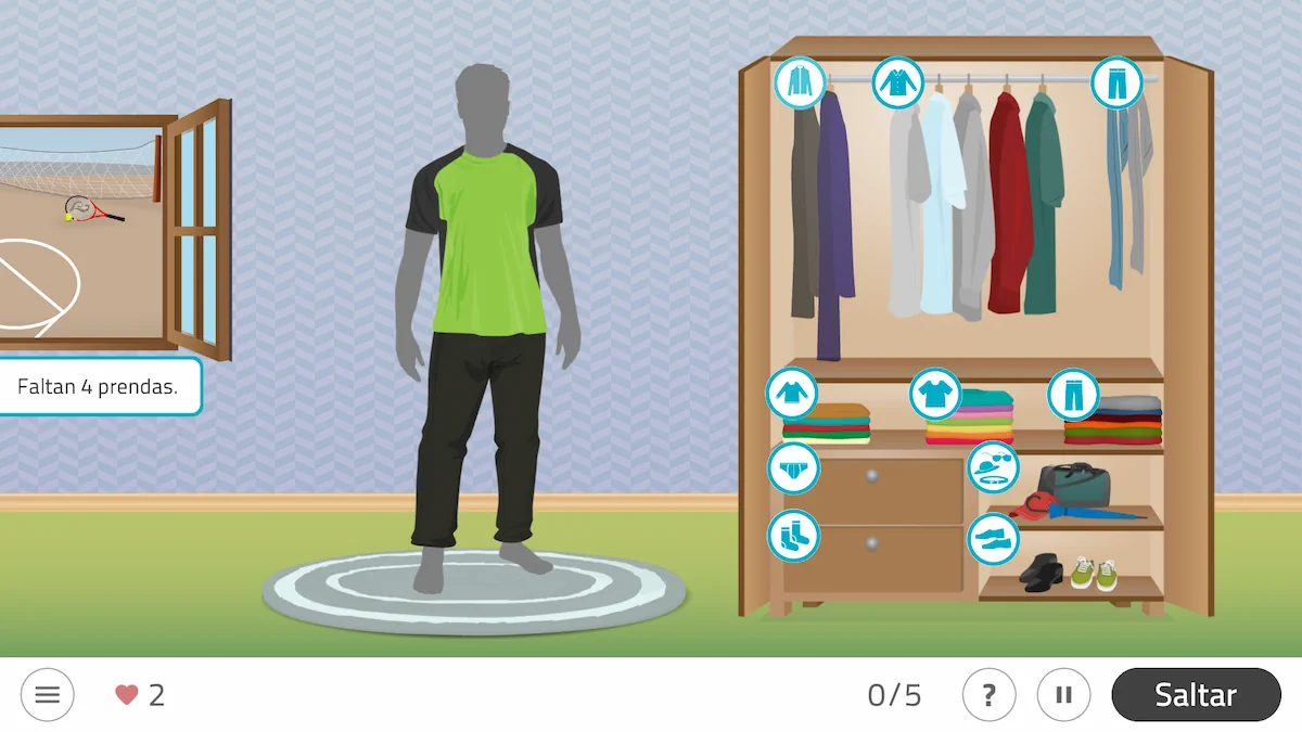 أنشطة NeuronUP - ارتدِ ملابسك - رجل بملابس رياضية