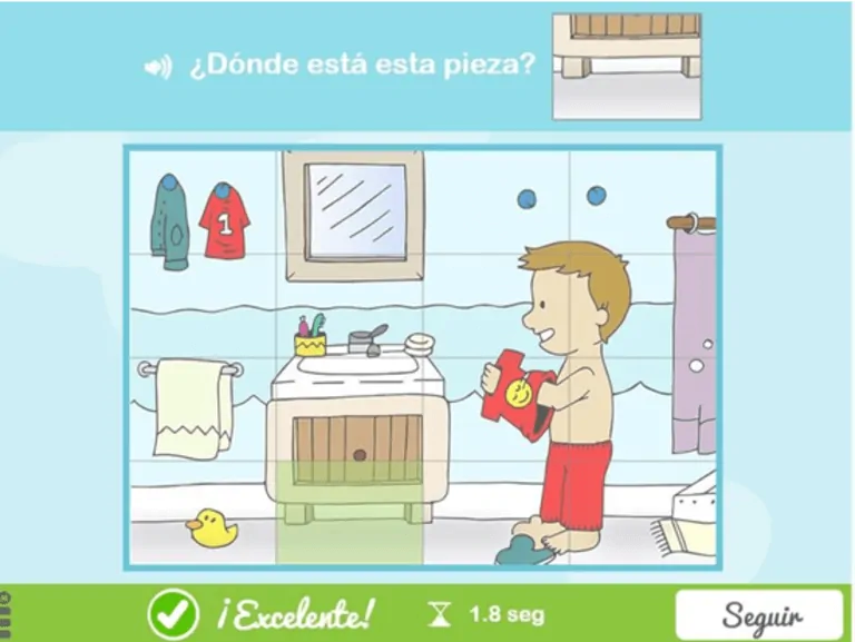 Actividad de NeuronUP Dónde está la pieza incluida en la propuesta de intervención para niños con TDAH