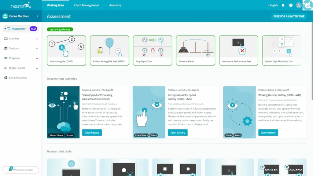 NeuronUP Assessment Platform interface