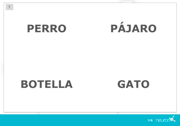 Grade com quatro palavras em negrito dispostas em formato quadrado: CACHORRO, PÁSSARO, GARRAFA e GATO.