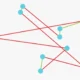 Diagrama de pontos azuis conectados por linhas vermelhas e verdes formando uma rede, para ilustrar a lateralidade cruzada.