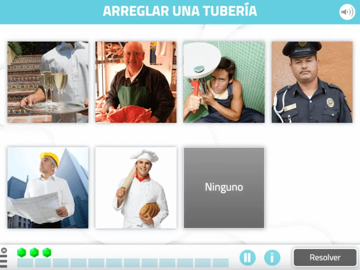 Colagem de seis fotografias: taças, homem idoso com avental, jovem com ferramenta, policial, homem com capacete e chef com bandeja.