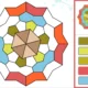 Mandala geométrica no NeuronUP com formas hexagonais e paleta de cores para estimulação visual e atenção.