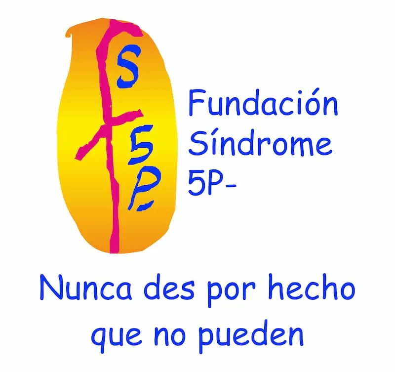 Fundação Síndrome 5p- ou miado de gato Logotipo corporativo da Fundação Síndrome 5p-, com lema 'Nunca dê por certo que não podem' e gráfico colorido de conscientização.