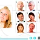 Grade de retratos com expressões faciais variadas e um painel de controle com botões na parte inferior.