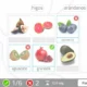 O terapeuta ocupacional conduz sessão de linguagem em grupo; mesa com NeuronUP e tarefa de relacionar imagens de frutas, algumas com X.