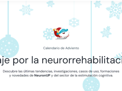 Captura de tela do cabeçalho do post, calendário do Advento de neurorehabilitação com flocos de neve.