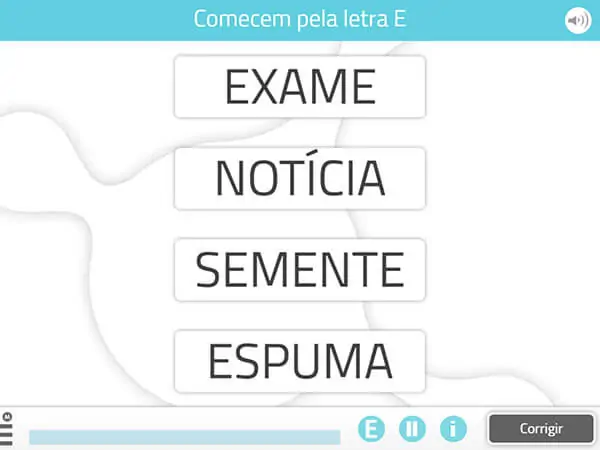 Atividade da NeuronUP “Encontrar palavras que tenham a letra___"