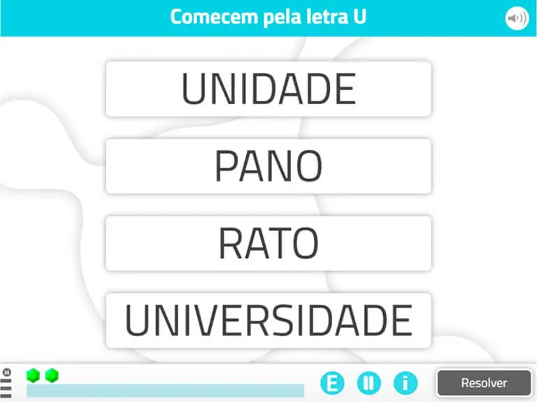 Atividade da NeuronUP «Encontrar letras em palavras»