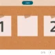 Interface tipo quadro de cortiça com três folhas bege, números 1 e 2, botão Pronto, contador 0/5 e ícones de coração e reprodução.