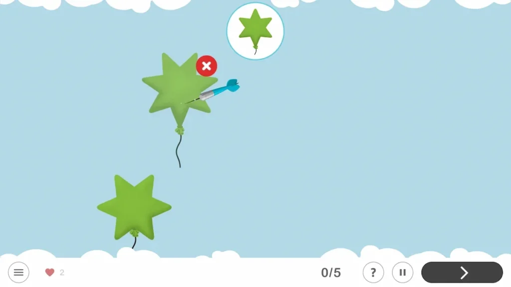 Ilustração infantil com balões verdes flutuando sobre um céu azul claro com nuvens, estilo simples e alegre.