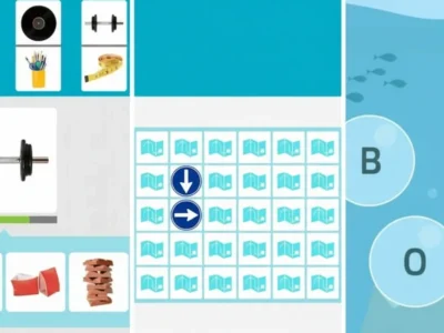 Interface do NeuronUP com a lista de jogos de reabilitação cognitiva mais usados em 2025; ícones à esquerda e barra de progresso.