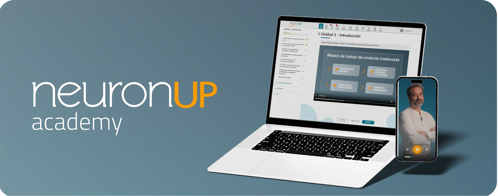 NeuronUP Academy, o modelo formativo progressivo para profissionais da neuroreabilitação que permite começar com formações mais curtas e avançar para titulações superiores.
