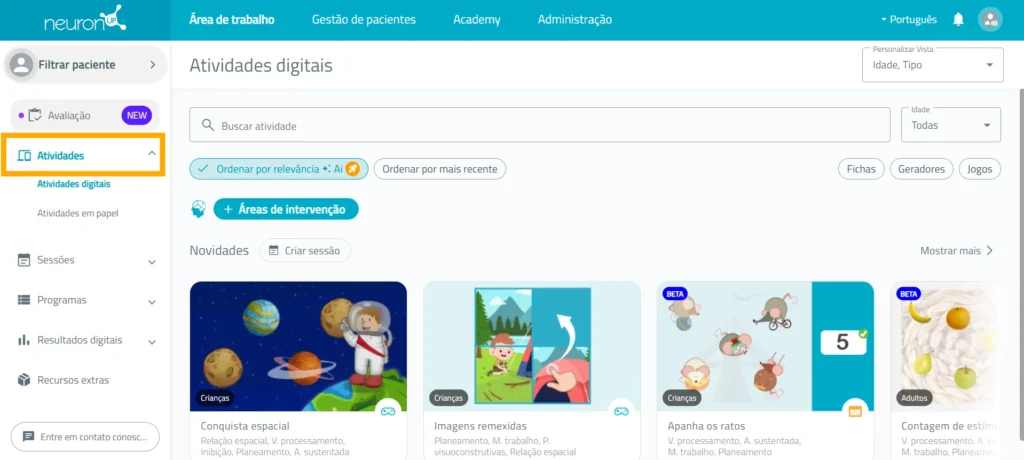 Acesse “Atividades” – NeuronUP