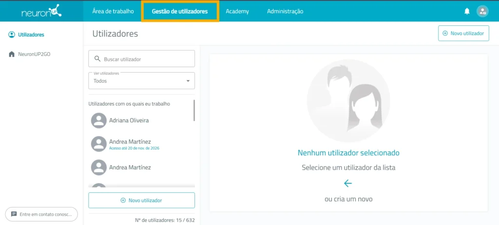 Acesse “Gestão de usuários” – NeuronUP