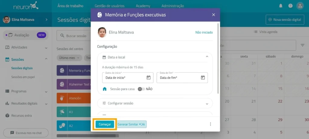 Inicie a sessão – NeuronUP