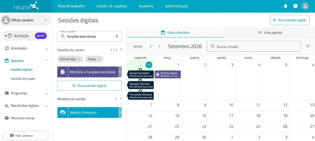 Acompanhe o andamento da sessão – NeuronUP