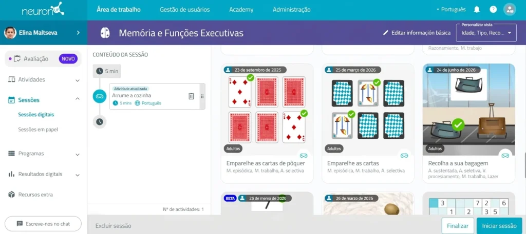 Organize a ordem das atividades – NeuronUP