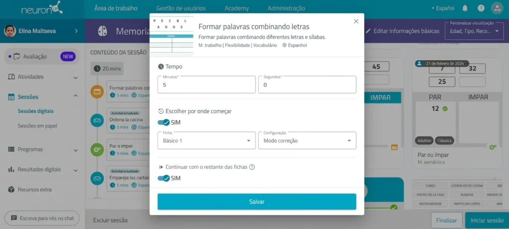 Configure as atividades – NeuronUP