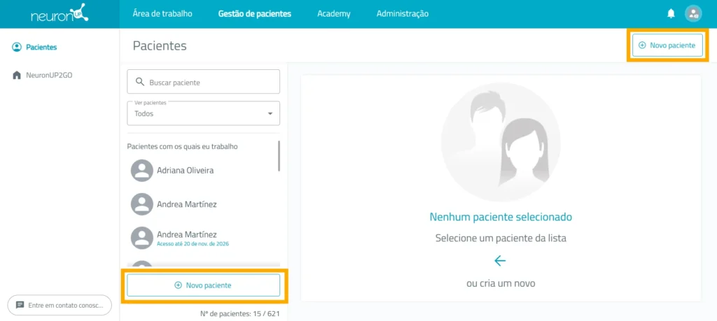 Clique em “Novo usuário” – NeuronUP