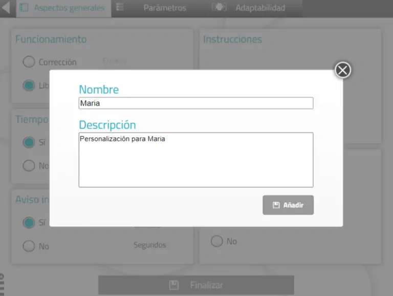 Guardar la personalización de la actividad