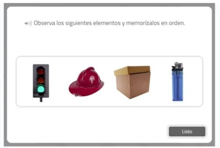 ejercicio de memoria de trabajo para adultos de NeuronUP Reconocimiento de secuencias de imágenes