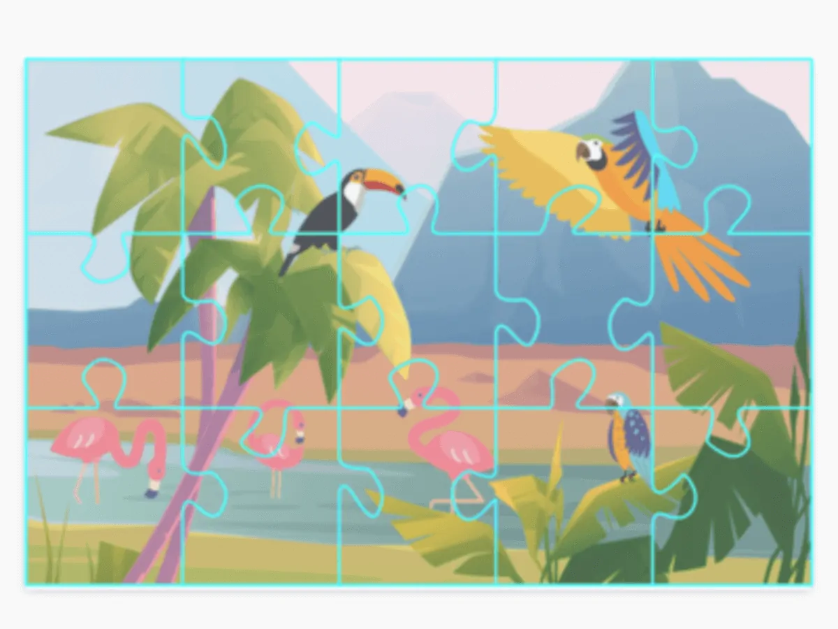 Spiel zur Förderung der visokonstructiven Geschicklichkeiten bei Kindern Vervollständige das Puzzle