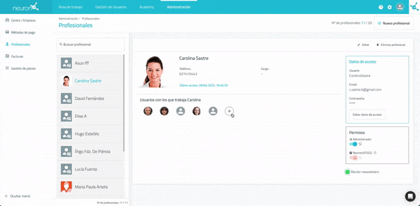 Liste der Benutzerzuweisungen
