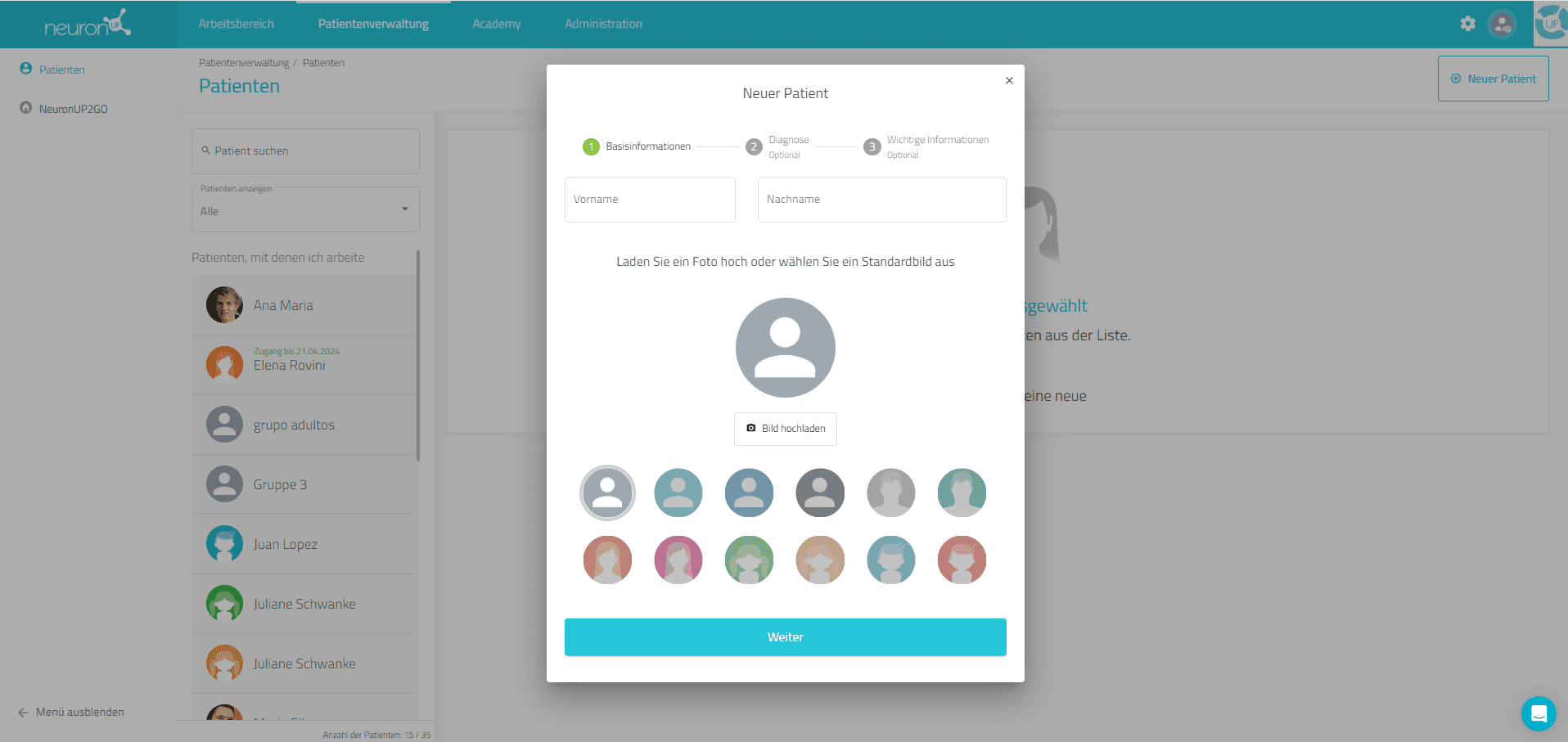Patient-anlegen-NeuronUP
