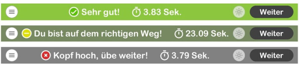 neuronUP sortierte Informationen