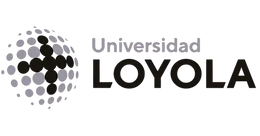 Horizontales Logo der Universidad Loyola mit Kreuz und kreisförmigem Design, daneben der Schriftzug Universidad Loyola.