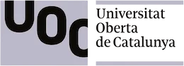 Horizontales Logo der Universitat Oberta de Catalunya (UOC) auf hellem Hintergrund mit den Buchstaben UOC.