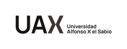 Logo der Universidad Alfonso X el Sabio (UAX) in den institutionellen Farben auf neutralem Hintergrund.