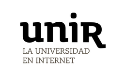 Logo von UNIR in Großbuchstaben auf weißem Hintergrund in der institutionellen Farbe.