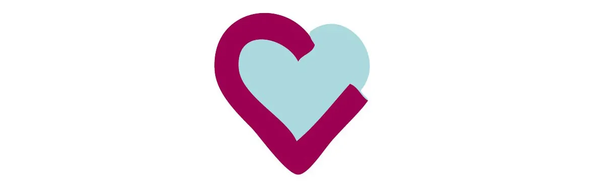 Conception stylisée d'un cœur biphasé en violet et bleu, symbole visuel des troubles psychiatriques après une lésion cérébrale.