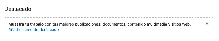 Capture d'écran de LinkedIn montrant la section En vedette avec Publications, Articles et Multimédia pour ajouter le certificat NeuronUP.