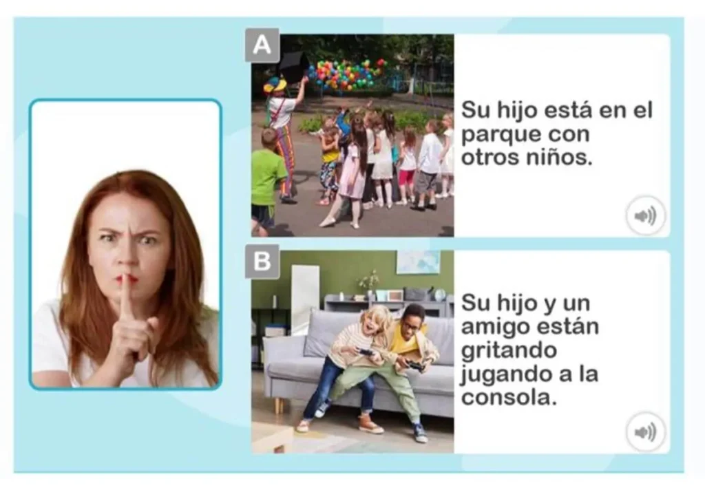 Groupe d'enfants en cognition sociale : parc avec clown et ballons, et salle avec jeux vidéo, pour apprendre à exprimer les émotions.