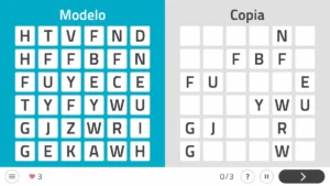 Activité de NeuronUP Copier des grilles de lettres