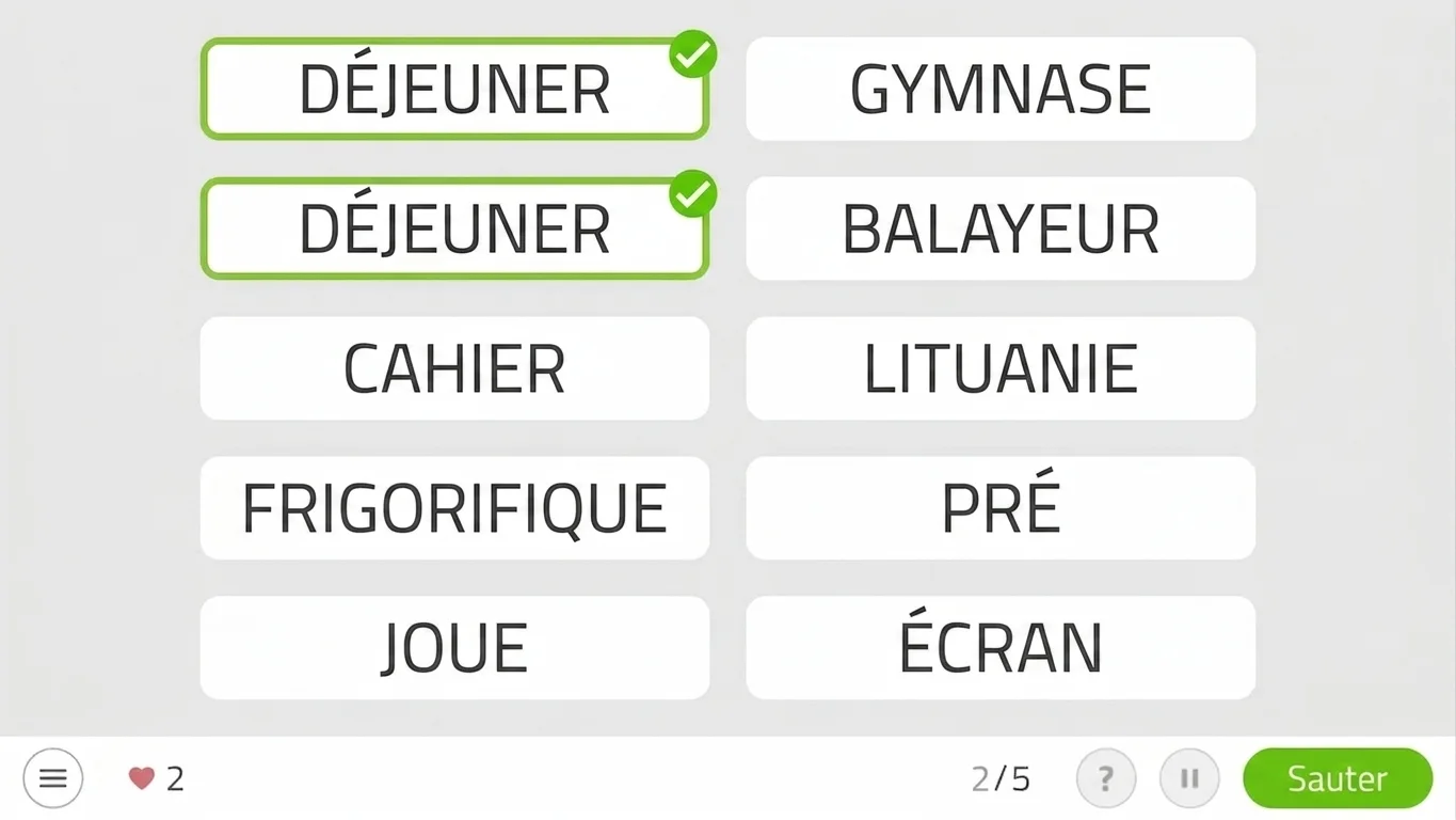 Activité de NeuronUP - Mots répétés