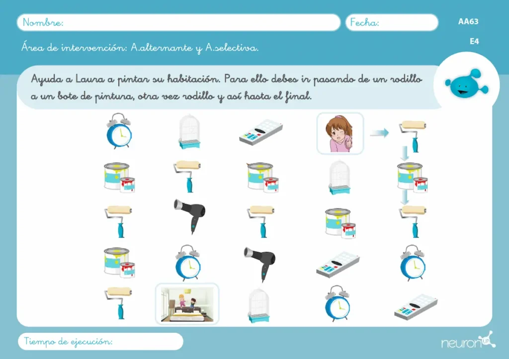 Labyrinthe imprimé sur papier avec des entrées à résoudre, activité éducative d'attention visuelle pour entraînement cognitif.