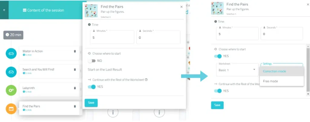 Configurer une feuille de travail dans une session NeuronUP