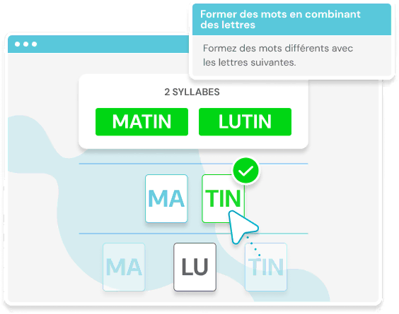 NeuronUP Fiches - Former des mots en combinant des lettres