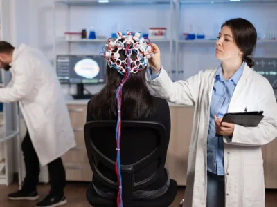 Examen neurologique. Médecin utilisant une technique d'examen neurologique.