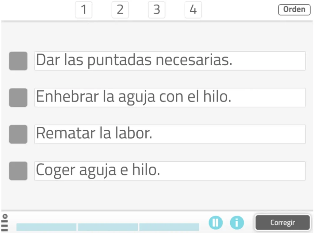 Actividad de NeuronUP para la intervención de personas mayores con alzheimer Ordenar pasos de actividades