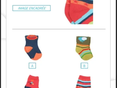 Fragment de plusieurs paires de chaussettes colorées utilisées dans l’activité Parties d’objets de NeuronUP.