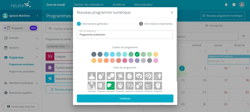 Complétez les informations du programme – NeuronUP
